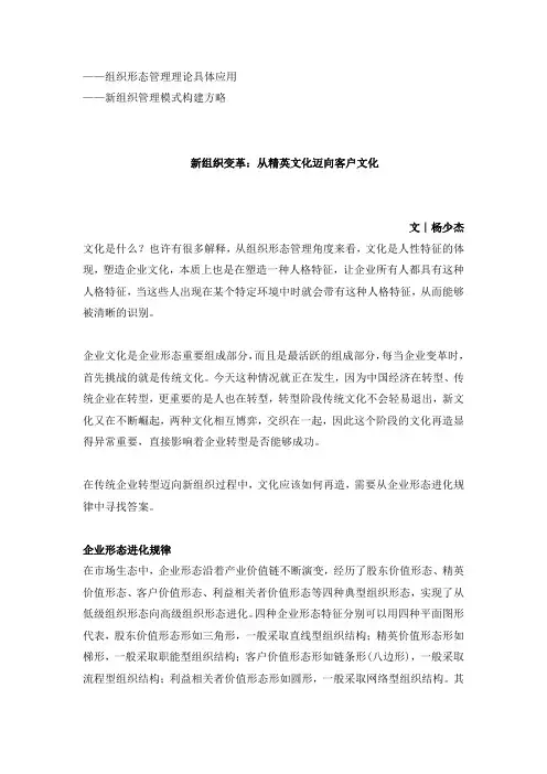 新组织变革：从精英文化迈向客户文化(杨少杰)
