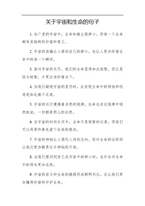 关于宇宙和生命你淡然著名的句子