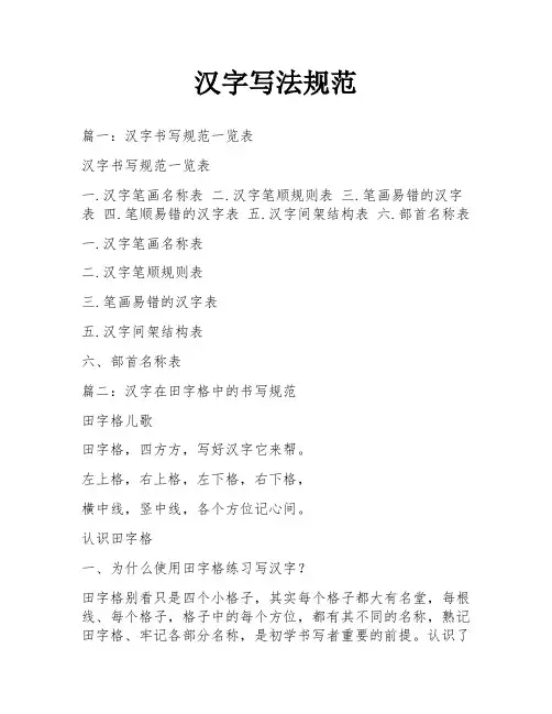 汉字写法规范