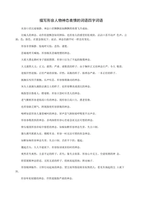 描写形容人物神态表情的词语四字词语