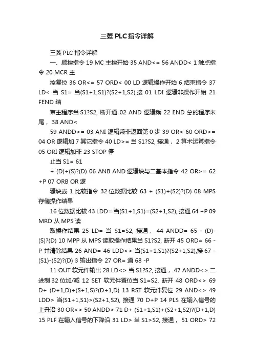 三菱PLC指令详解