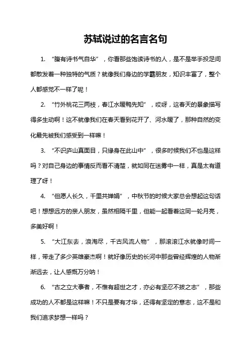 苏轼说过的名言名句