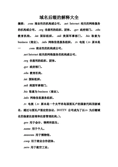 域名解释大全