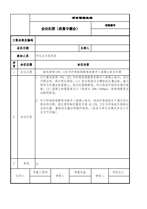 质量例会会议纪要