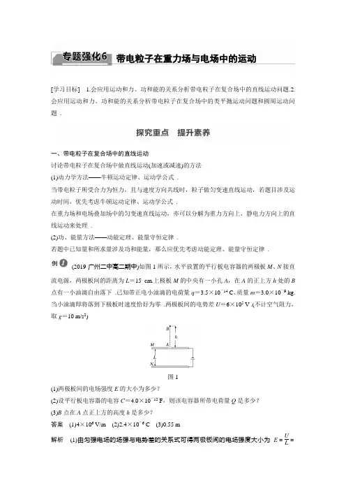 第十章 专题强化6 带电粒子在重力场与电场中的运动