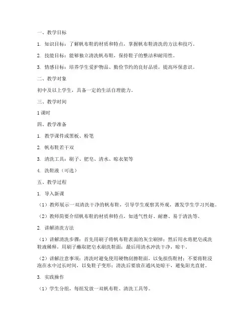 帆布鞋清洗教学设计方案