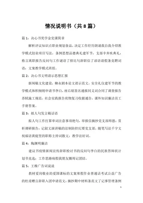 情况说明书(共8篇)