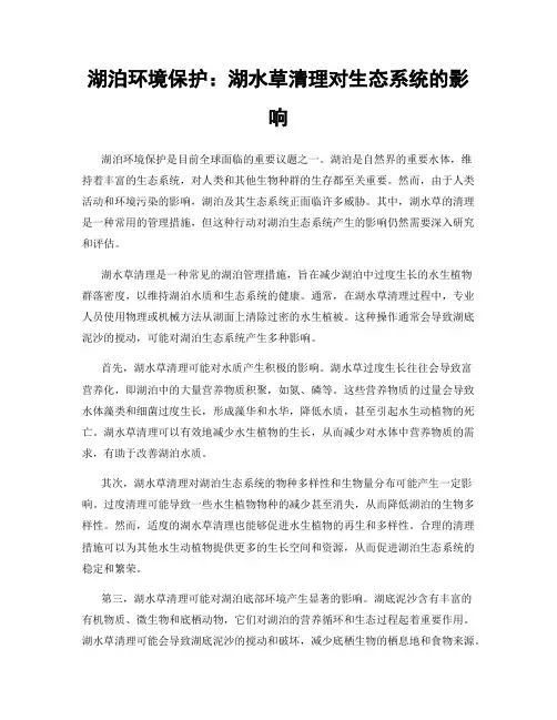湖泊环境保护：湖水草清理对生态系统的影响