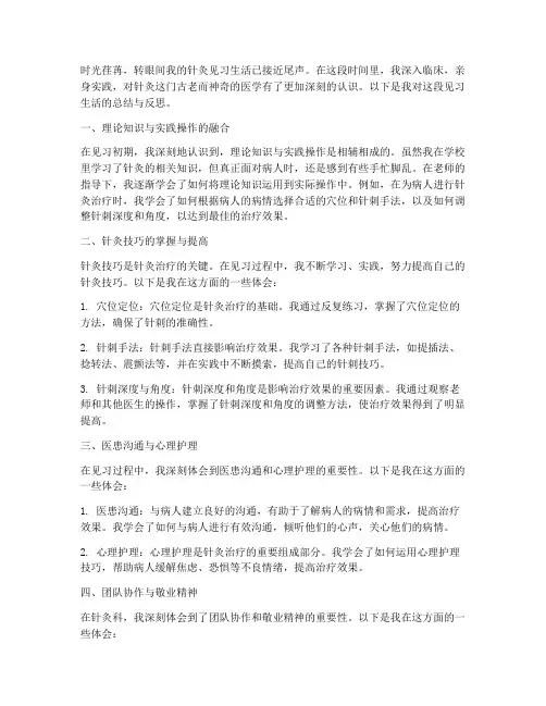 针灸见习个人总结范文