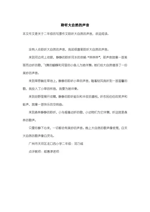 小学二年级写景作文：聆听大自然的声音