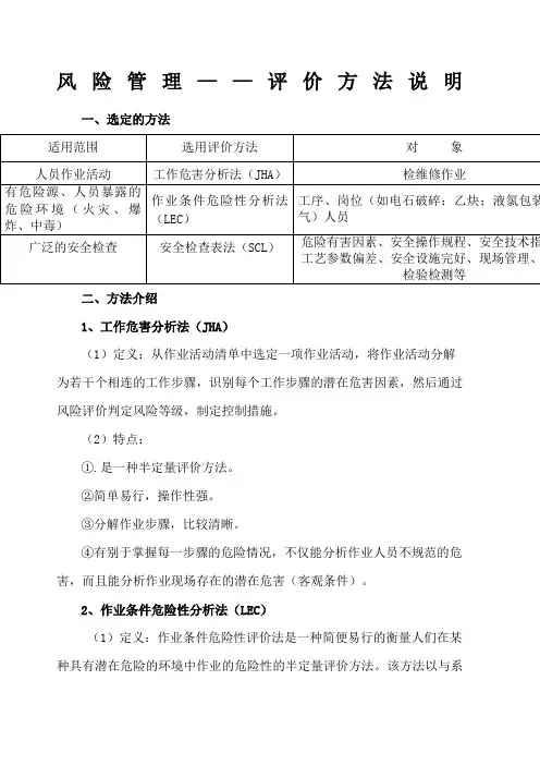 风险评价方法scl、jha、lec)说明与举例