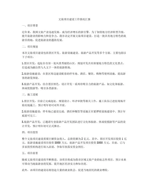 文旅项目建设工作情况汇报