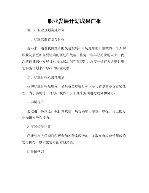 职业发展计划成果汇报