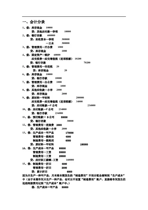 试算平衡表、利润表、资产负债表