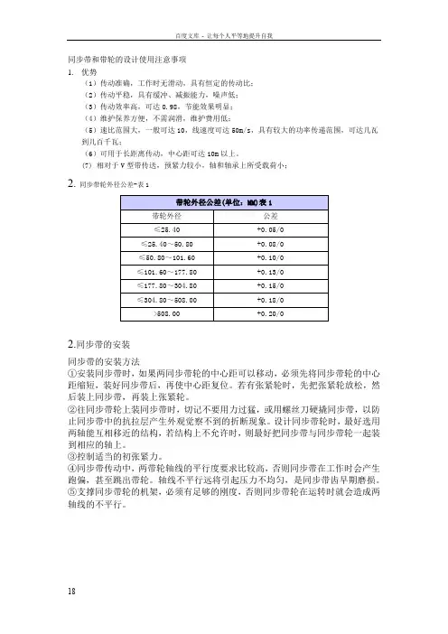 同步带和带轮设计使用注意事项