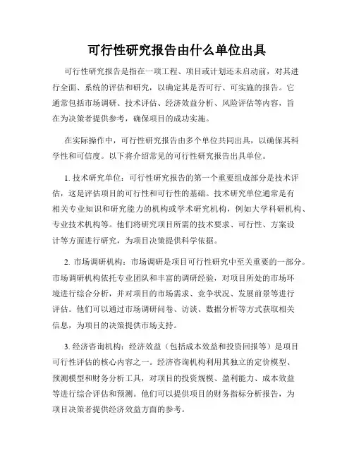 可行性研究报告由什么单位出具
