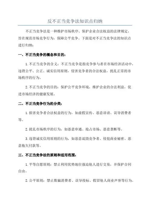 反不正当竞争法知识点归纳