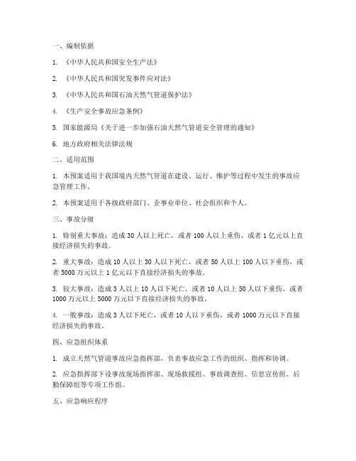 天然气管道事故应急预案