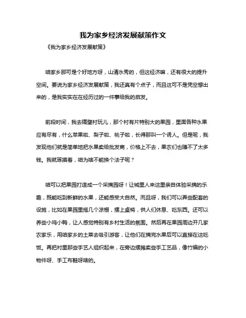 我为家乡经济发展献策作文