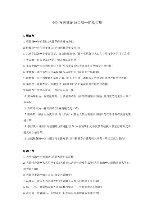 执业中药师考试中医方剂速记顺口溜—简单实用