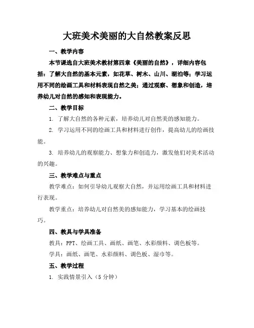 大班美术美丽的大自然教案反思