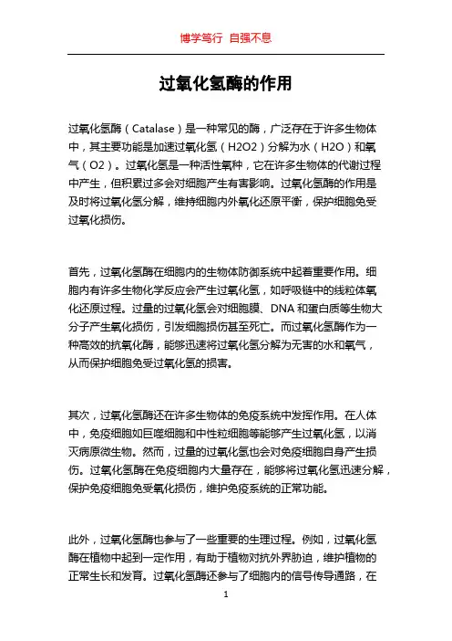过氧化氢酶的作用
