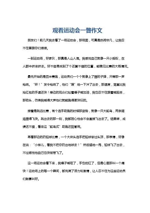 观看运动会一瞥作文