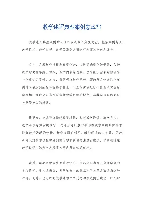 教学述评典型案例怎么写