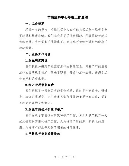 节能监察中心年度工作总结