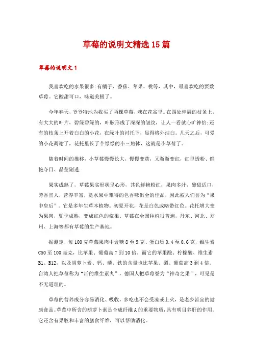 草莓的说明文精选15篇
