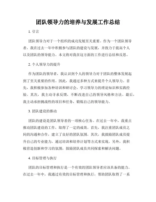 团队领导力的培养与发展工作总结
