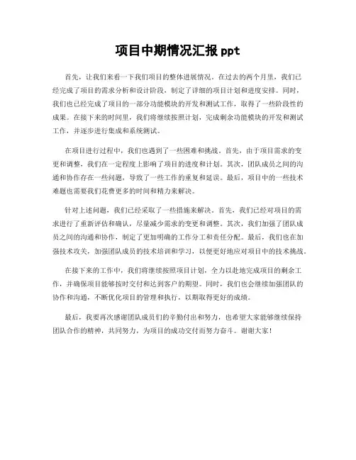 项目中期情况汇报ppt