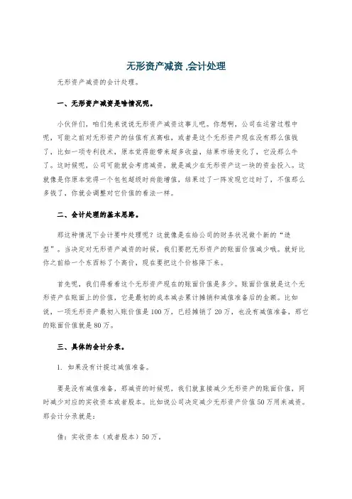 无形资产减资 ,会计处理