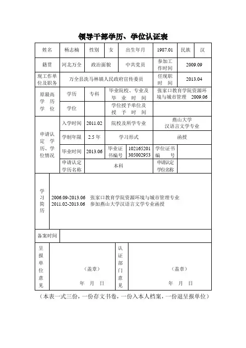 认证表