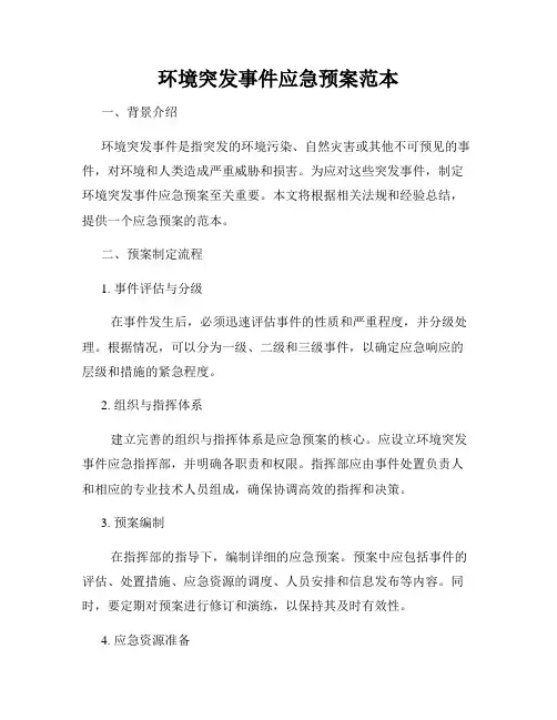 环境突发事件应急预案范本