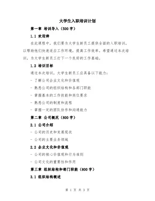 大学生入职培训计划