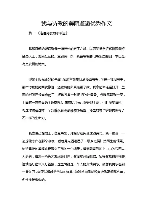 我与诗歌的美丽邂逅优秀作文
