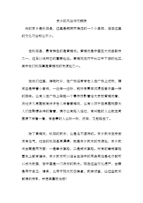 家乡的风俗作文铜陵