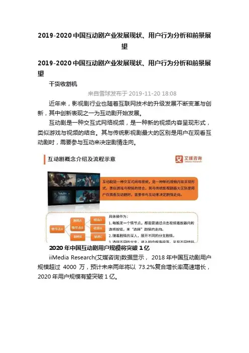 2019-2020中国互动剧产业发展现状、用户行为分析和前景展望
