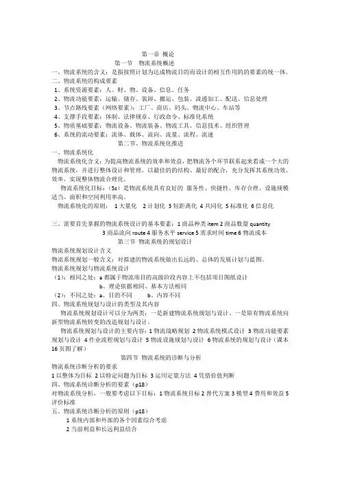 物流系统规划及其分析设计重点总结