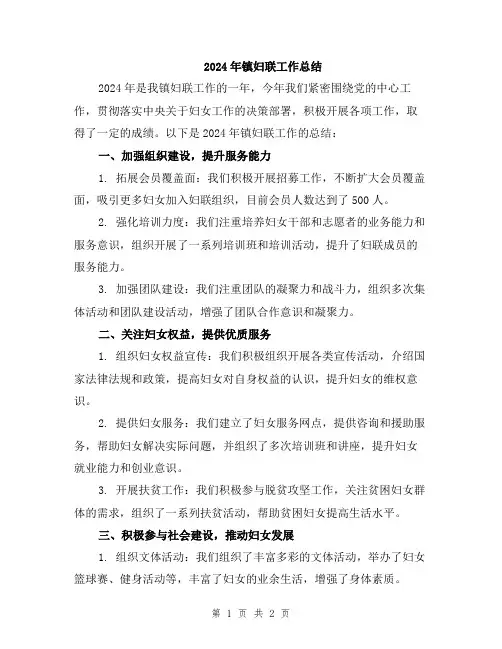 2024年镇妇联工作总结