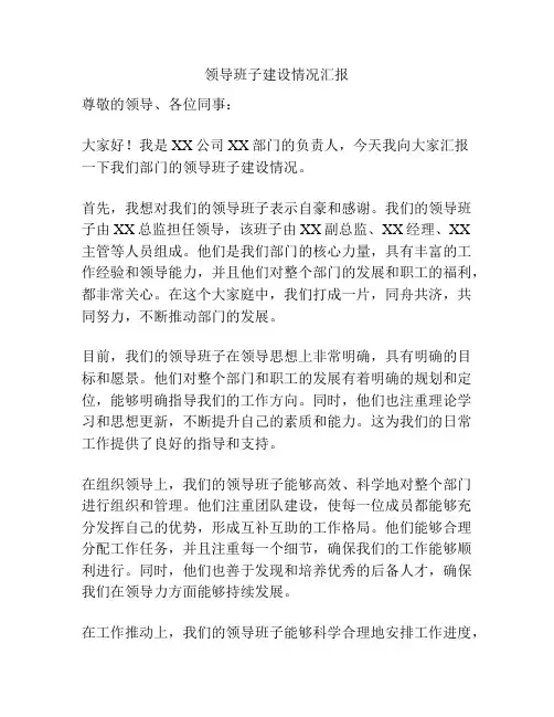 领导班子建设情况汇报