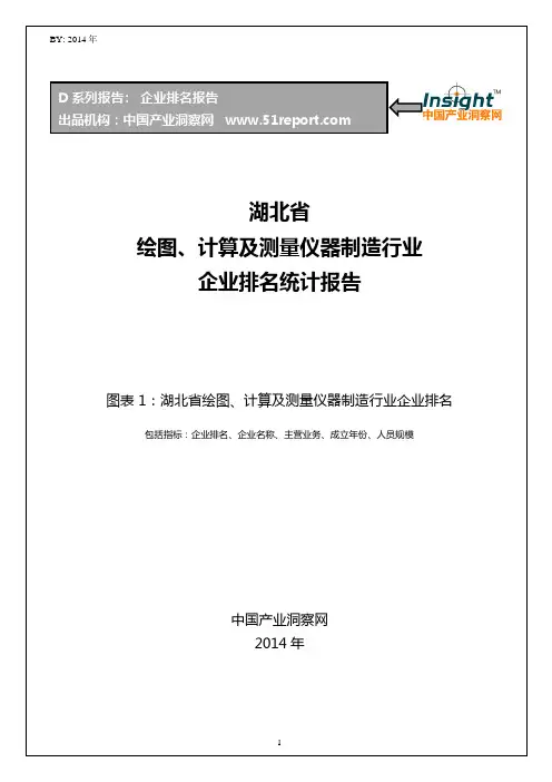 湖北省绘图、计算及测量仪器制造行业企业排名统计报告