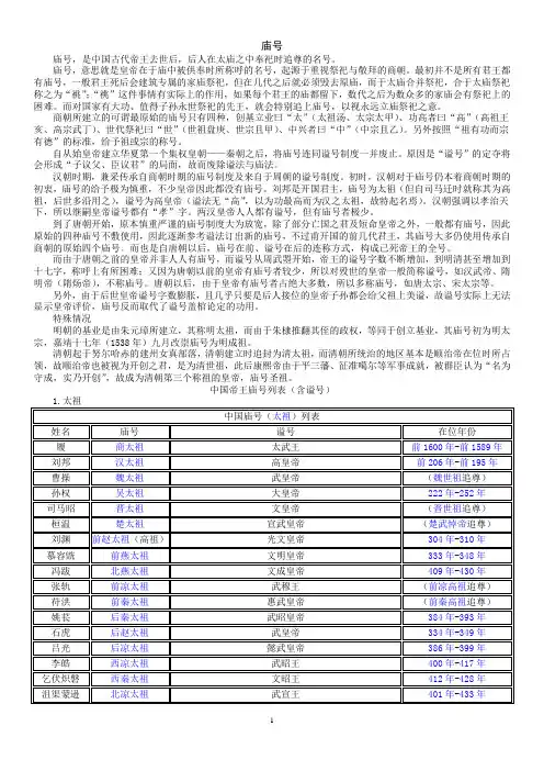 庙号、徽号、谥号和年号(已校对,无错误)