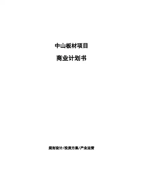 中山板材项目商业计划书