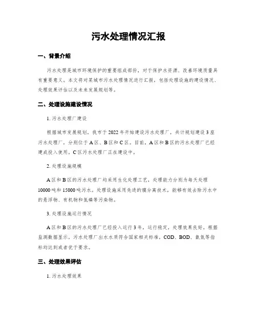 污水处理情况汇报