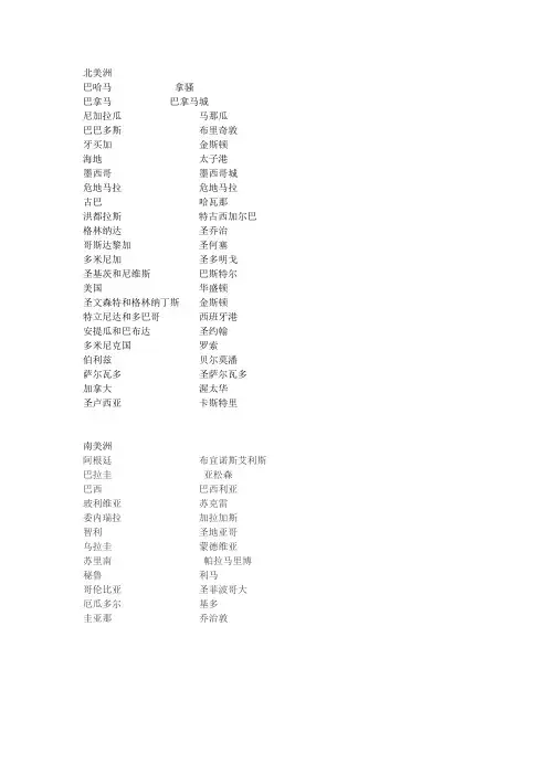 北美洲和南美洲国家