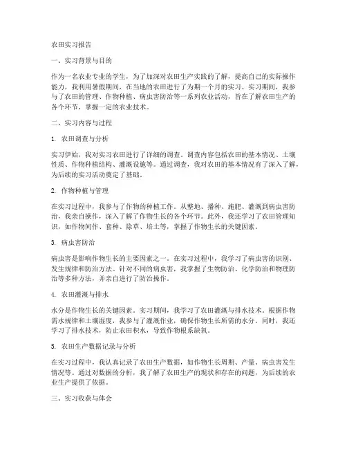 农田实习报告