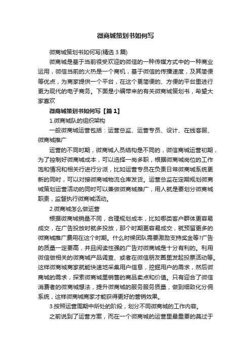 微商城策划书如何写