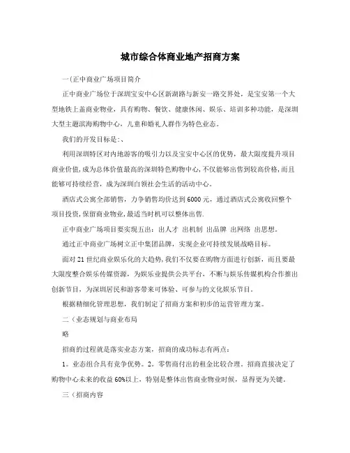 城市综合体商业地产招商方案